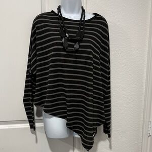 Striped Black and Gray Women's Top